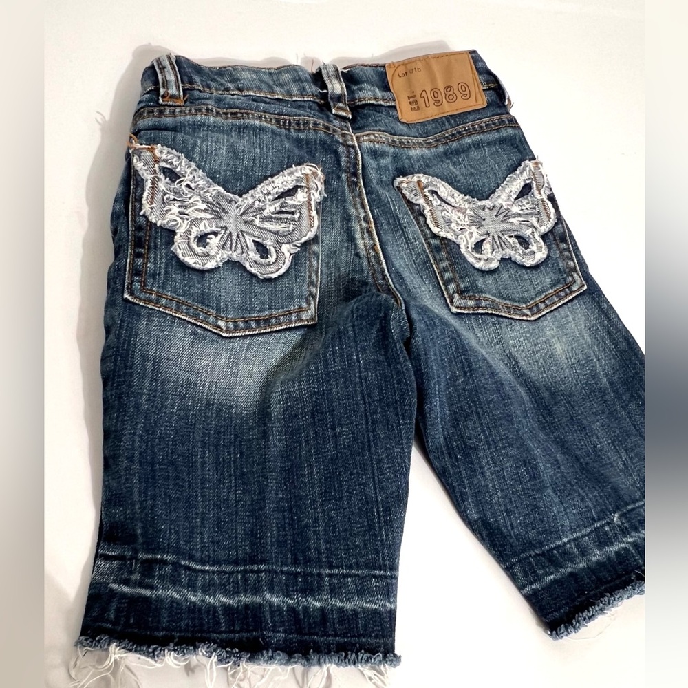 Kids Butterfly Pockets Denim Skimmer Shorts Size 5 NEW